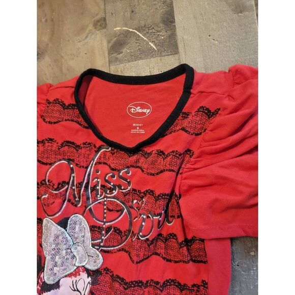 Red Minnie Mouse Disney 6 dress youth sequin - Picture 3 of 4